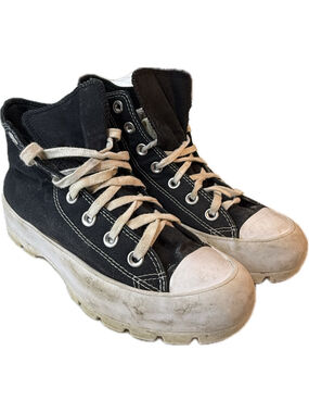 Converse Chuck Taylor All Star Platform Lug High Top Sneakers Black White Womens